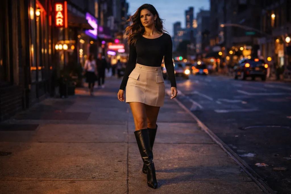 The Mini Skirt and Knee-High Boots